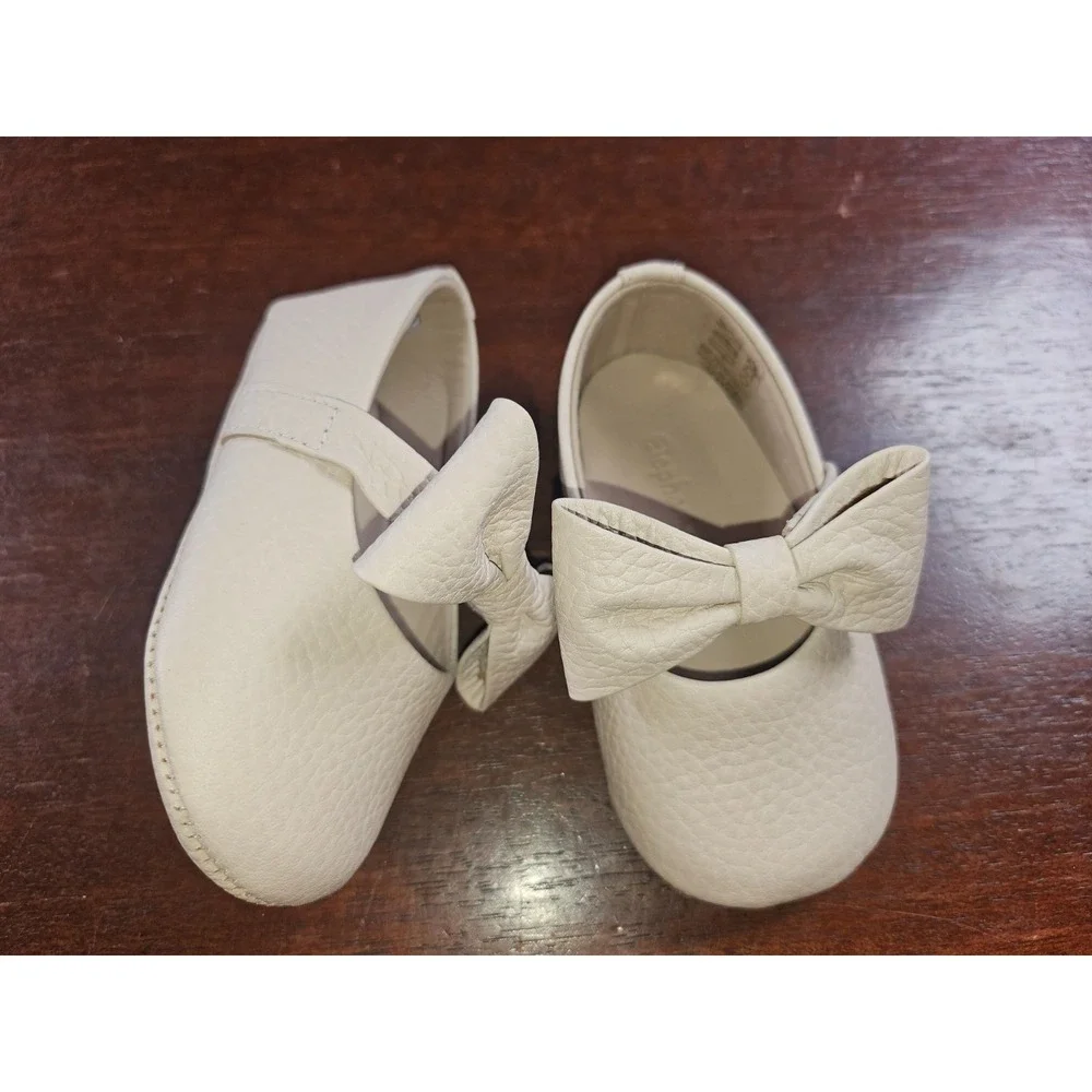 Elephantito Baby Girls Ballerina Shoes Bow Leather Blush Infant US Size 4‎ M